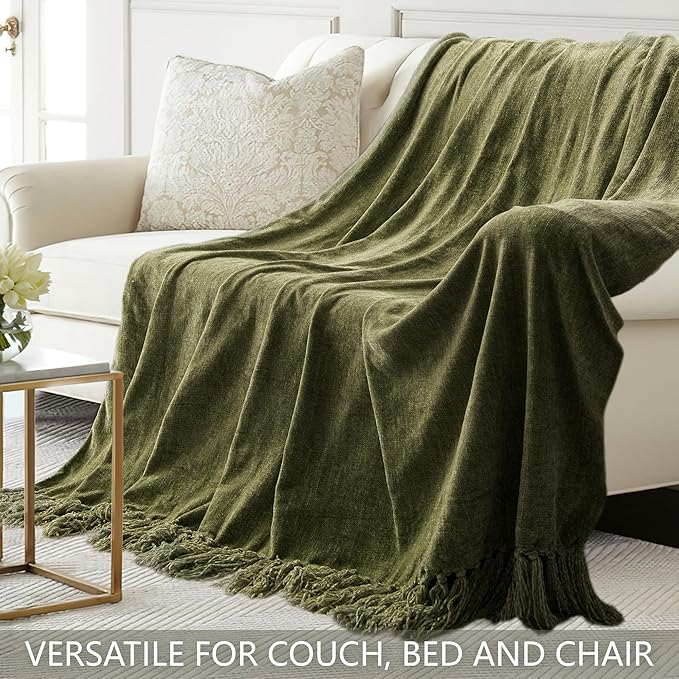 Chenille Throw Blanket for Couch 60"X 80" Twin, Soft Cozy Throws - Image 4
