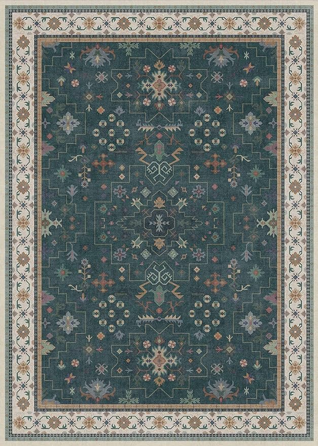 Dark Green Oushak 5x7 Living Room Rug - Image 2