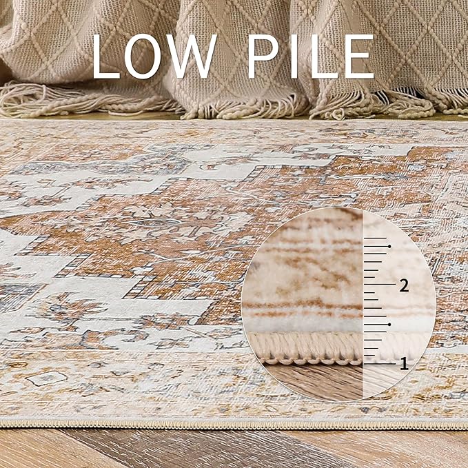 GENIMO 6x9 Area Rugs for Living Room, Non Slip Machine Washable Retro Rugs - Image 5