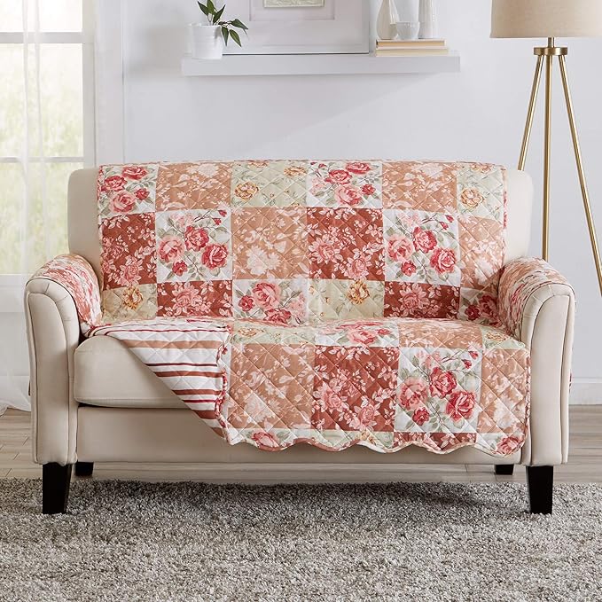 Great Bay Home Reversible Floral Patchwork Furniture Protector Scalloped Edge by GreatBayHome