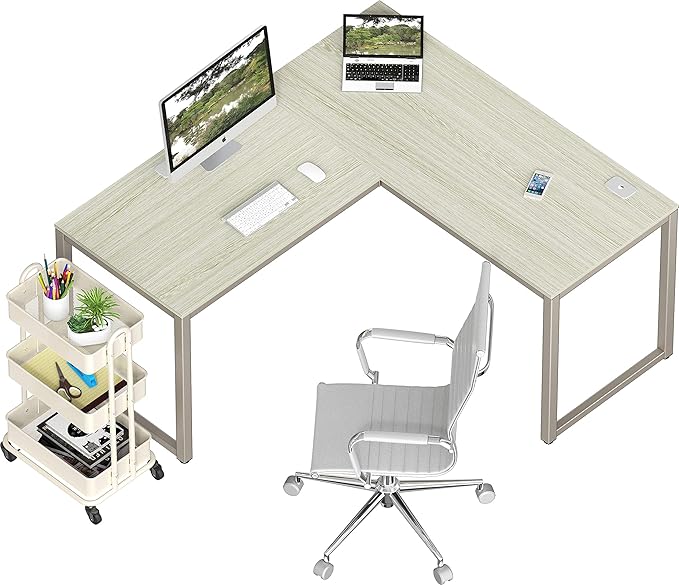 SHW 55 x 60 Inches Commercial-Grade L-Shape Corner Office Computer Desk - Image 5