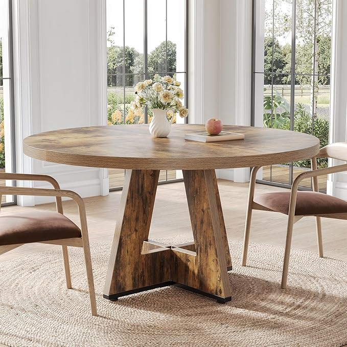 LITTLE TREE Round Dining Table for 4-6 People, 47 Inches Dining Room Table - Image 2
