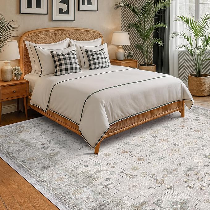 Boho Light Grey Living Room Rug 7x10 - Image 3