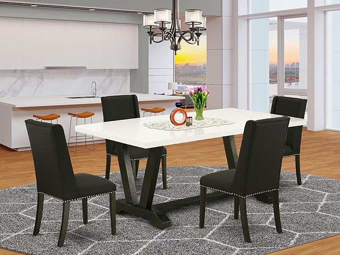 East West Furniture V627FL624-5 5 Piece Kitchen Table & Chairs Set Includes a - Image 2