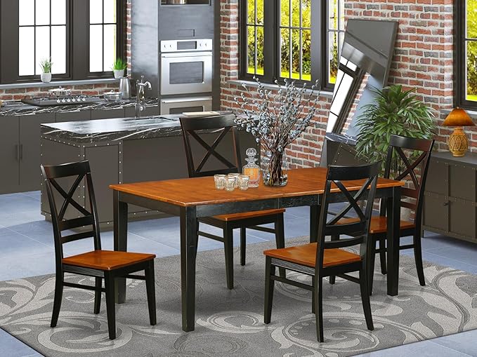 East West Furniture NIQU5-BCH-W 5 Piece Dining Room Furniture Set Includes a - Image 2