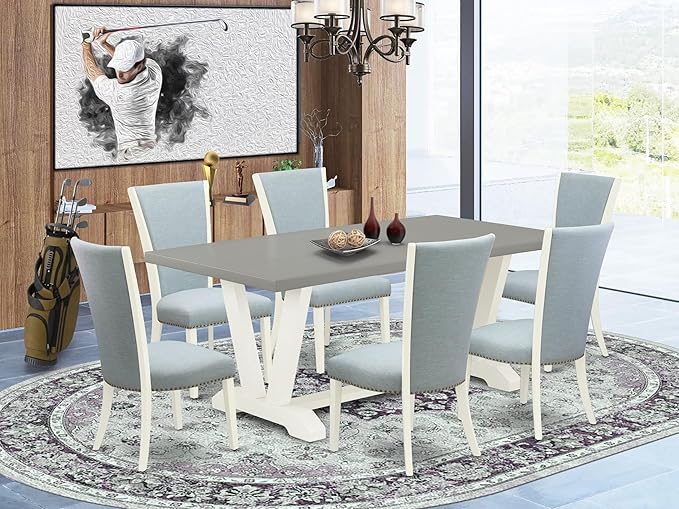 East West Furniture V097VE215-7 7 Piece Dining Table Set Consist of a Rectangle - Image 2