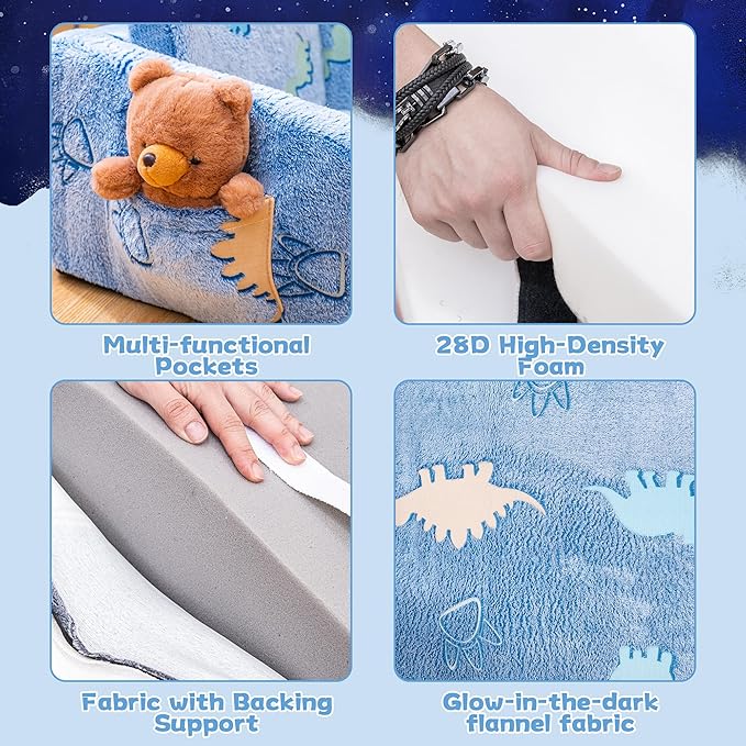 Lamerge 2-in-1 Soft Toddler Couch Fold Out, Foldable Toddler Chair, Glow in The - Image 4