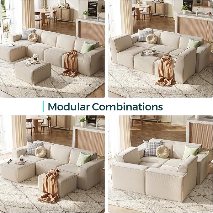LINSY HOME Oversized Modular Sectional Sofa, Corduroy Sectional Couches - Image 6