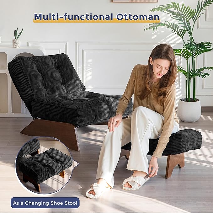 MAXYOYO Accent Chair with Ottoman Adjustable Backrest, Tufted Living Room Chair - Image 7