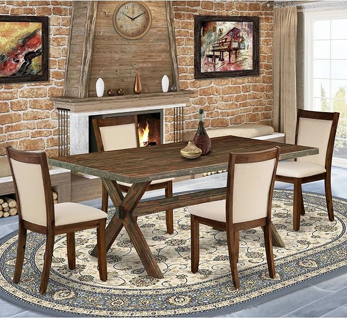 East West Furniture X777MZN32-5 5 Piece Kitchen Table & Chairs Set Includes a - Image 2