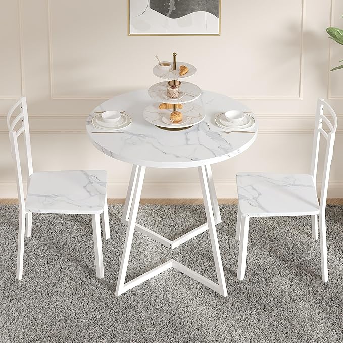 VECELO Small Round Dining Table Set - Image 2