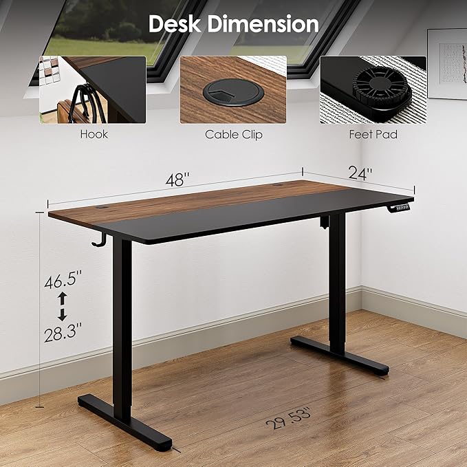 Monomi Electric Height Adjustable Standing Desk, 48x24 Inches, Ergonomic Home - Image 2