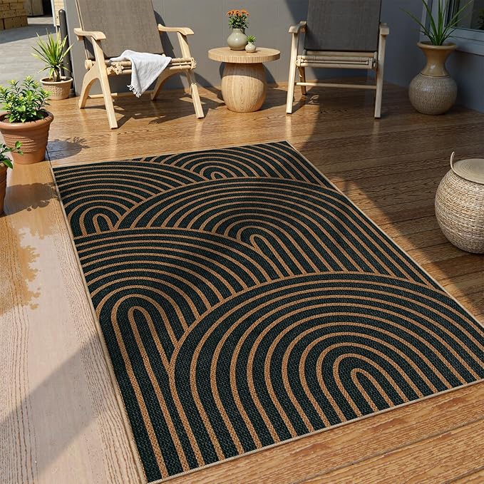 Lahome Modern Rainbow Easy Jute Patio Rug, 3x5 Washable Rugs - Image 6