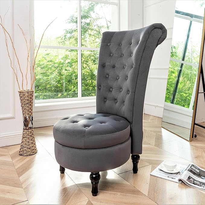 Container Furniture Direct Royal High-Back Velvet Accent Chair - Image 15