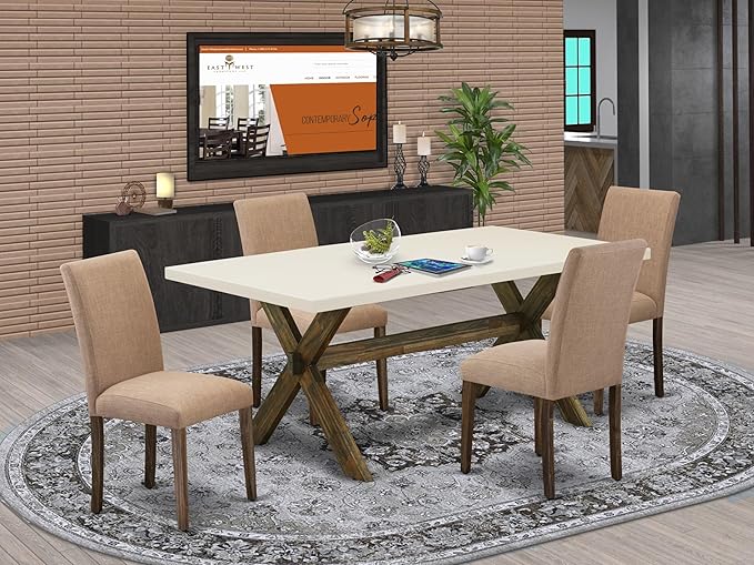 East West Furniture X727AB747-5 5 Piece Dining Set Includes a Rectangle Dining - Image 2