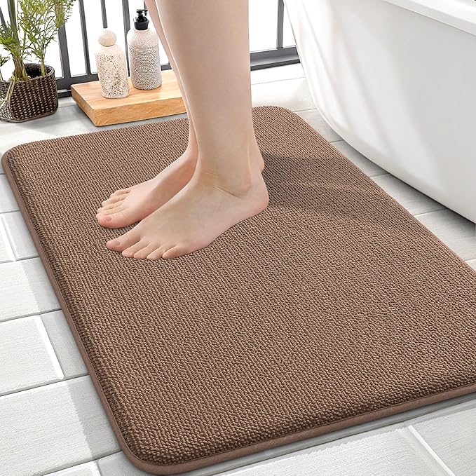 OLANLY Thick Memory Foam Bath Mat Rug 24x16, Extra Soft Absorbent Bathroom Rug by OLANLY