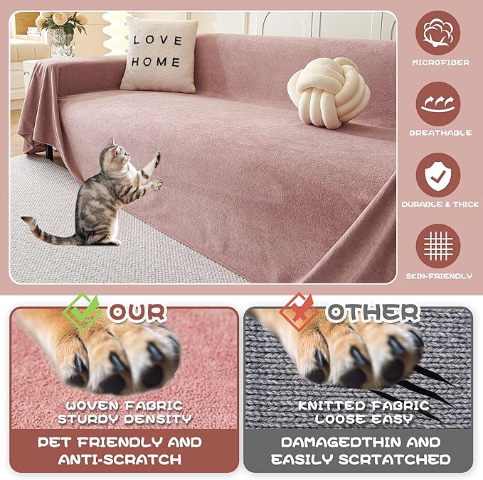 MYSKY HOME Pink Sofa Cover, Couch Covers - Image 2