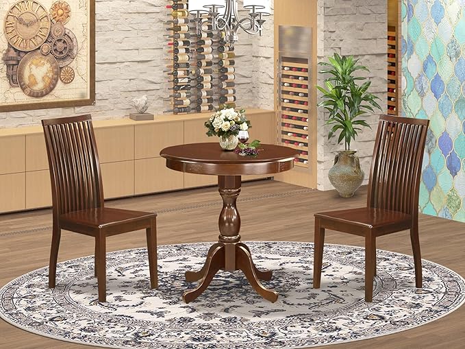 East West Furniture ESIP3-MAH-W 3 Piece Dining Table Set - Image 2
