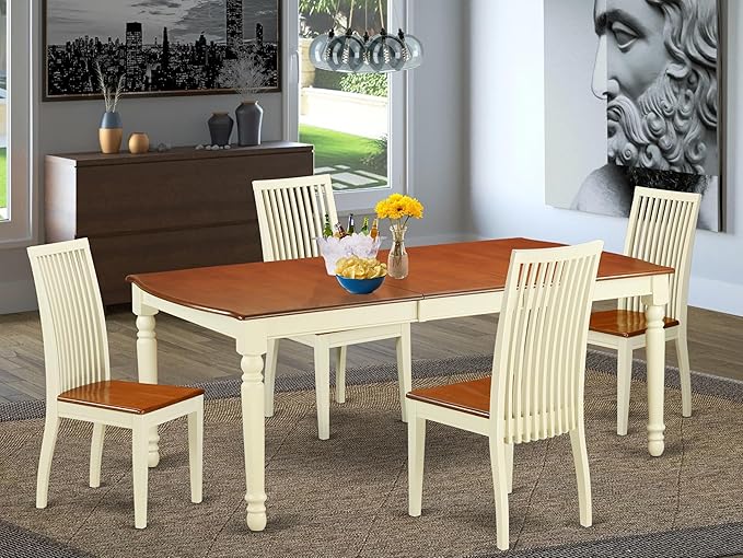 East West Furniture DOIP5-BMK-W 5 Piece Dining Set Includes a Rectangle Dining - Image 2