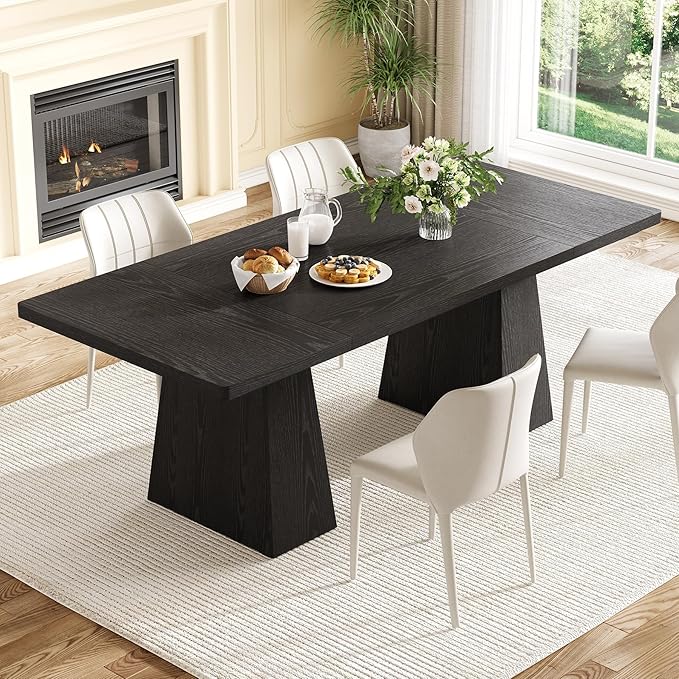 LITTLE TREE Dining Table for 6 People, Wooden Table, Rectangle Furniture by LITTLETREE
