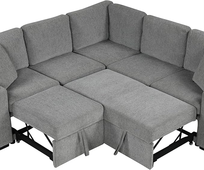 84.7" Symmetrical Convertible Sleeper Sectional Sofa Couch Bed - Image 10