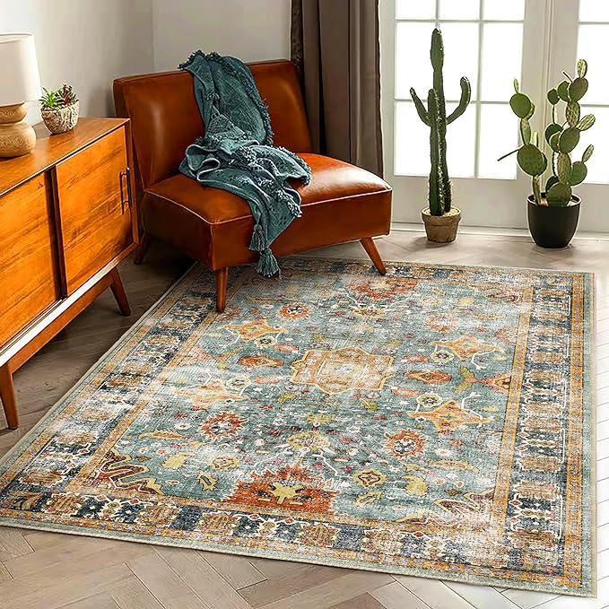 Area Rug 3'x5' Washable Vintage Traditional Floor Rugs Cover Foldable Thin by CHAMPLANT