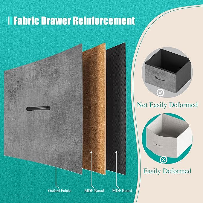 Chest of Drawers for Bedroom, Tall Gray Fabric Dresser - Image 5