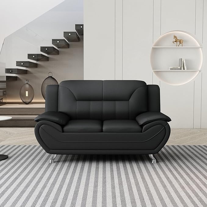 Container Furniture Direct Michael Modern Faux Leather Upholstered Stainless - Image 13