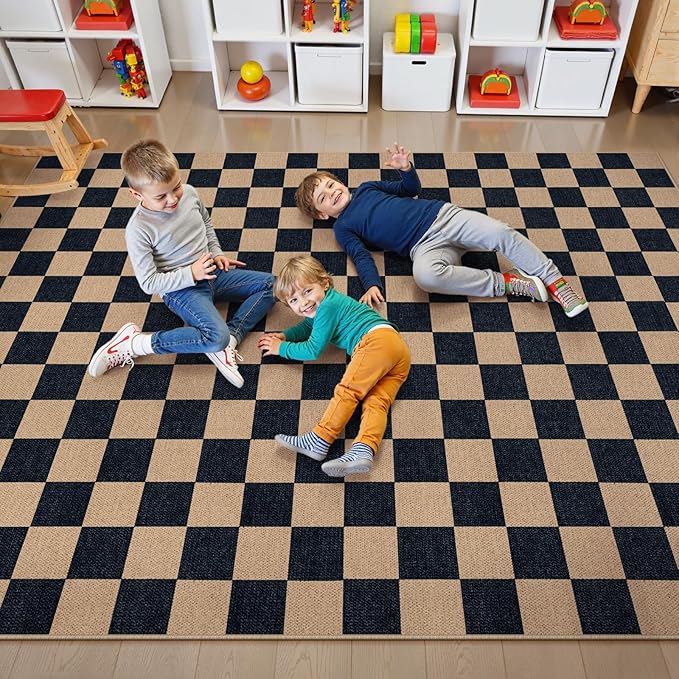 Lahome Checkered Easy Jute Rug, 9x12 Area Rug - Image 3
