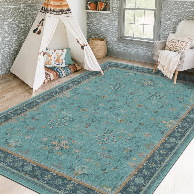 Boho 8x10 Large Teal Green Rugs - Image 8