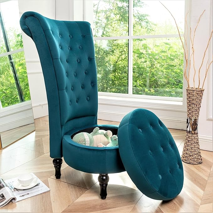 Container Furniture Royal High-Back Velvet Accent Chair - Image 6