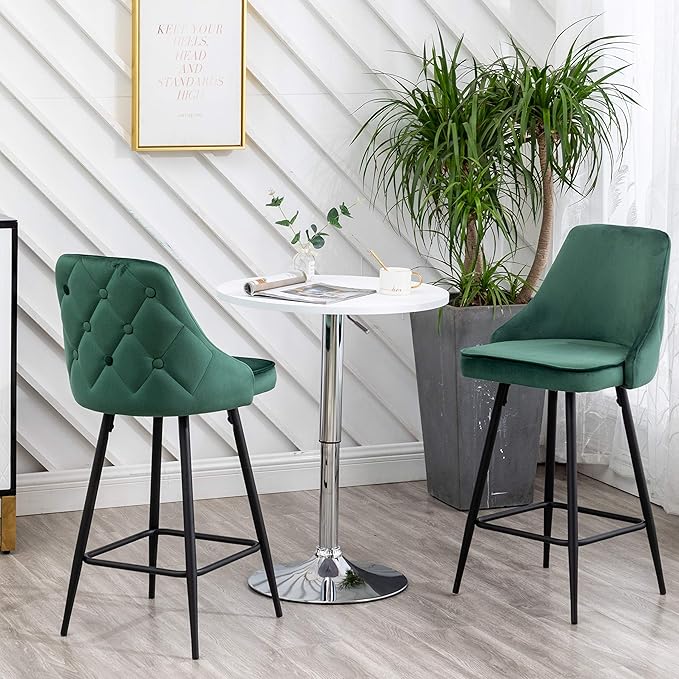 BTEXPERT Set of 2 Pack, Premium upholstered Dining 25" High Back Stool Bar - Image 5