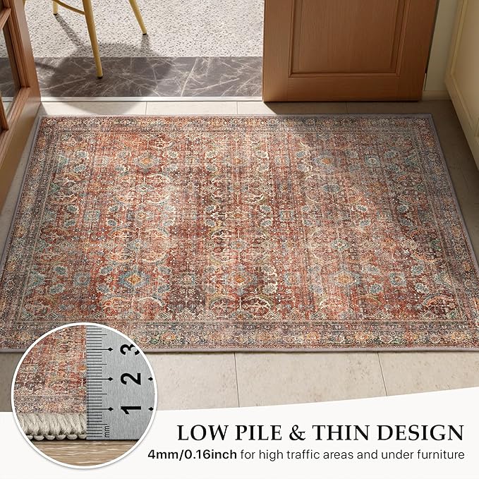 GENIMO 9x12 Area Rugs for Living Room, Machine Washable Non Slip Vintage Rugs - Image 7