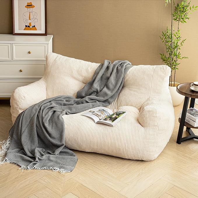 Pamapic Bean Bag Chair, 2 Seat Loveseat Sofa, Ultra Soft Dutch Velvet, Fluffy - Image 3