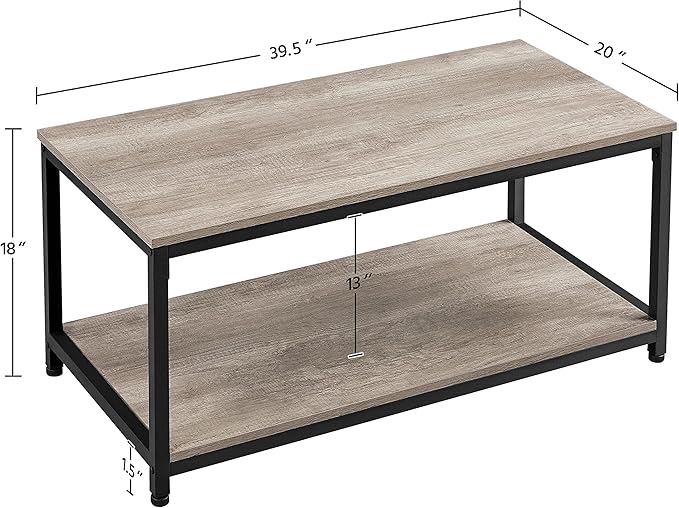 Yaheetech 39.5" 2-Tier Coffee Table - Image 3