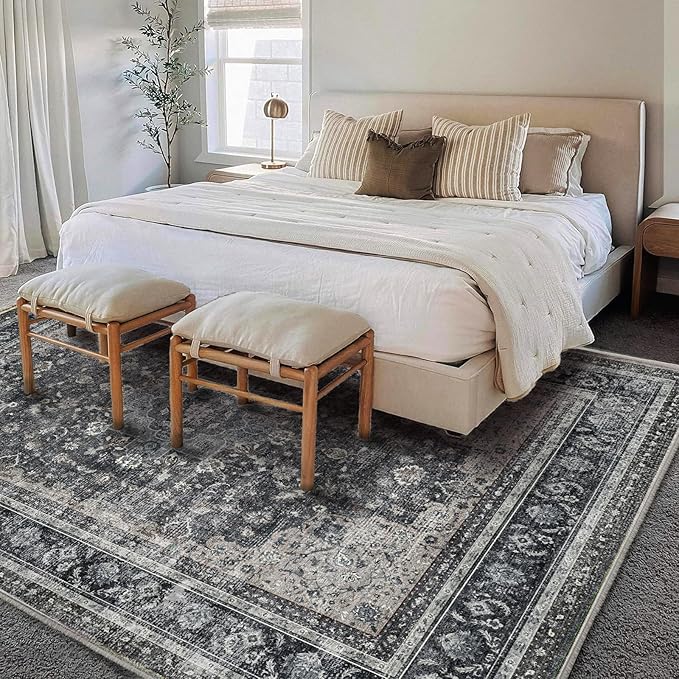 Washable Area Rug 10'x14' Boho Design Non-Shedding Easy Care Ideal - Image 2