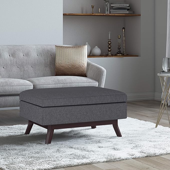 SIMPLIHOME Owen 34 inch Wide Mid Century Modern Rectangle Coffee Table Storage - Image 2