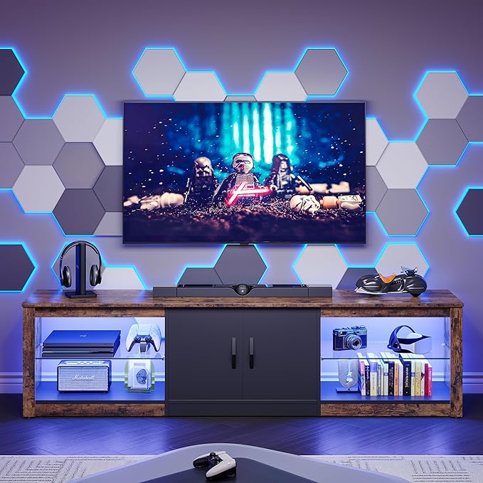 Bestier 70 Inch Led TV Stand for Large TVs - Image 7
