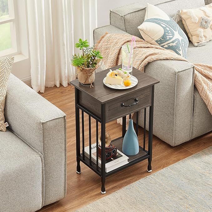 VECELO Nightstands Set of 2, Industrial Side Table/End Tables - Image 7