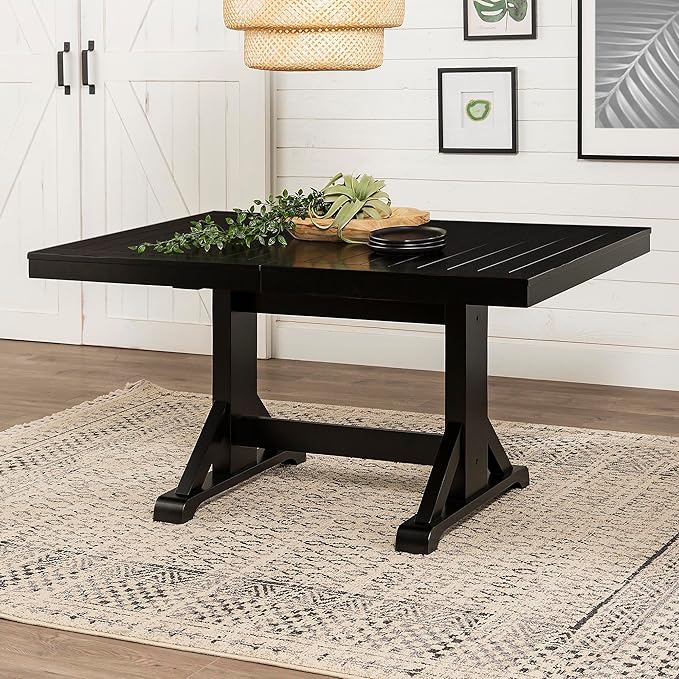 Walker Edison 6 to 8 Person Wood Modern Farmhouse Expandable Dining Room Table - Image 2