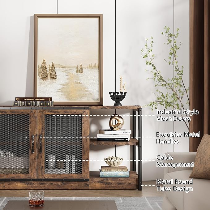 GarveeHome Farmhouse TV Stand for 65/75 inch TV, Entertainment Center - Image 4