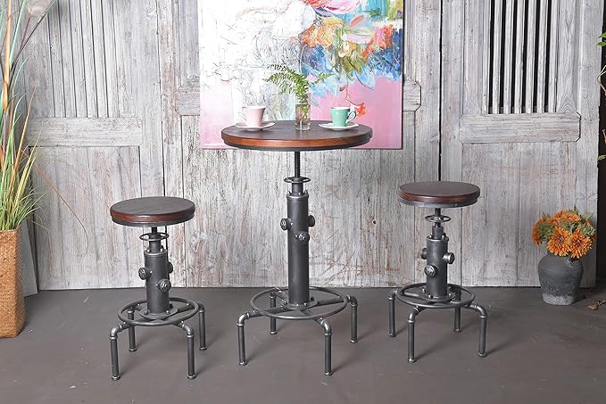 Topower Industrial Bar Table 31.5-41.3" Adjustable Pub Table Kitchen Dining - Image 7