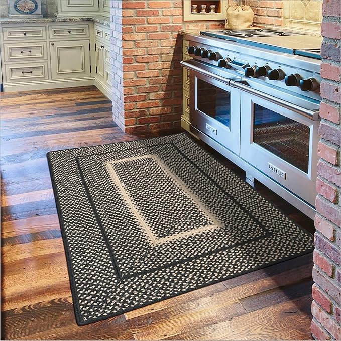 Homespice Manchester Black Braided Runner Rug, 22x72 Rectangle by Homespice