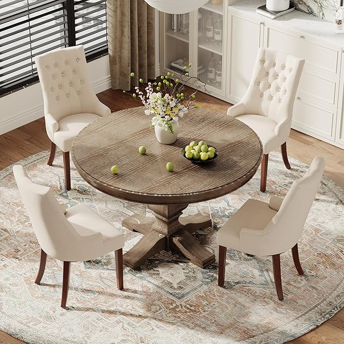 COLAMY Fabric Side Dining Chairs Set of 4, Wingback Upholstered Dining Room - Image 3
