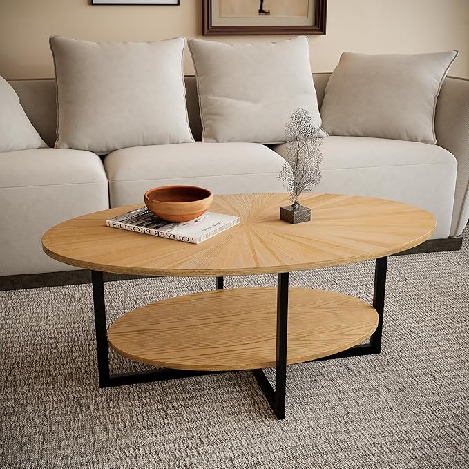 Solid Wood Oval Coffee Table - Image 3