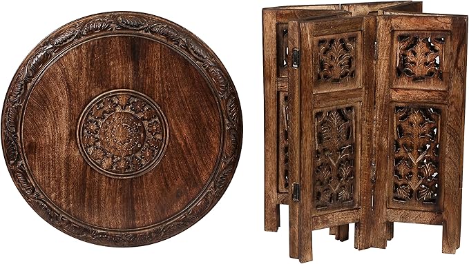 Lightnpro Handcrafted Wooden Round Accent Table - Image 5