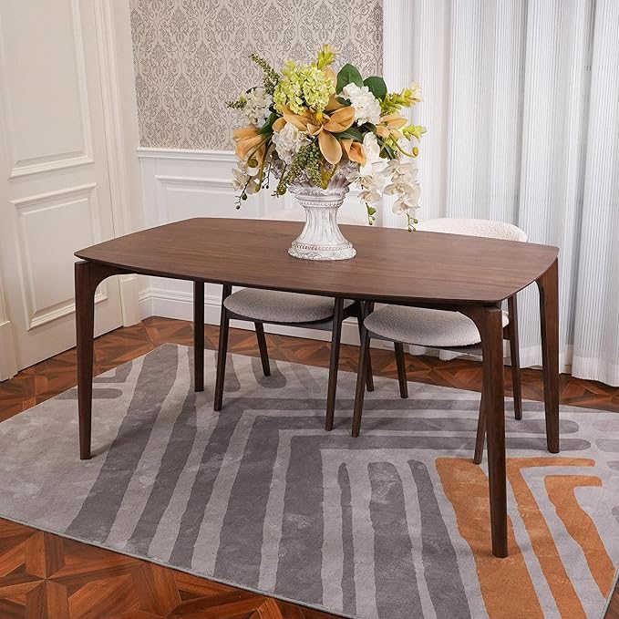 CONSDAN Dining Table Set for 4-6, Includes 1 Table & 4 Chairs, Walnut Veneer Top - Image 3