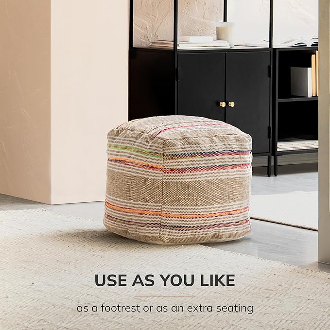 Anji Mountain 100% Handmade & Handcrafted Comfortable Home Décor Pouf Ottoman - Image 7