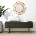 Oval Storage Bench 43.5" Linen Fabric Upholstered Entryway Bench by ECLYLFurniture
