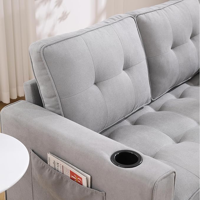 ERYE Modern Upholstered Loveseat Sofa Foldable Convertible Floor Sofabed - Image 8